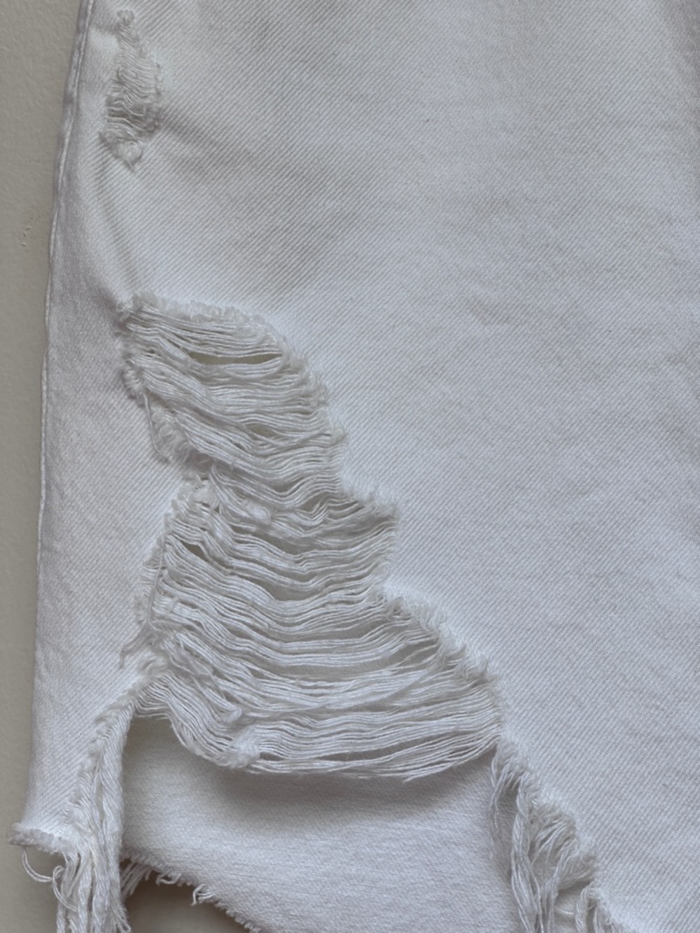 GRLFRND Rhoda Asymmetrical Distressed Denim Mini Skirt White Size 29 Revolve NWT - Picture 3 of 13